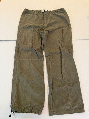 Women's Olive Corduroy Drawstring Utility Pants
